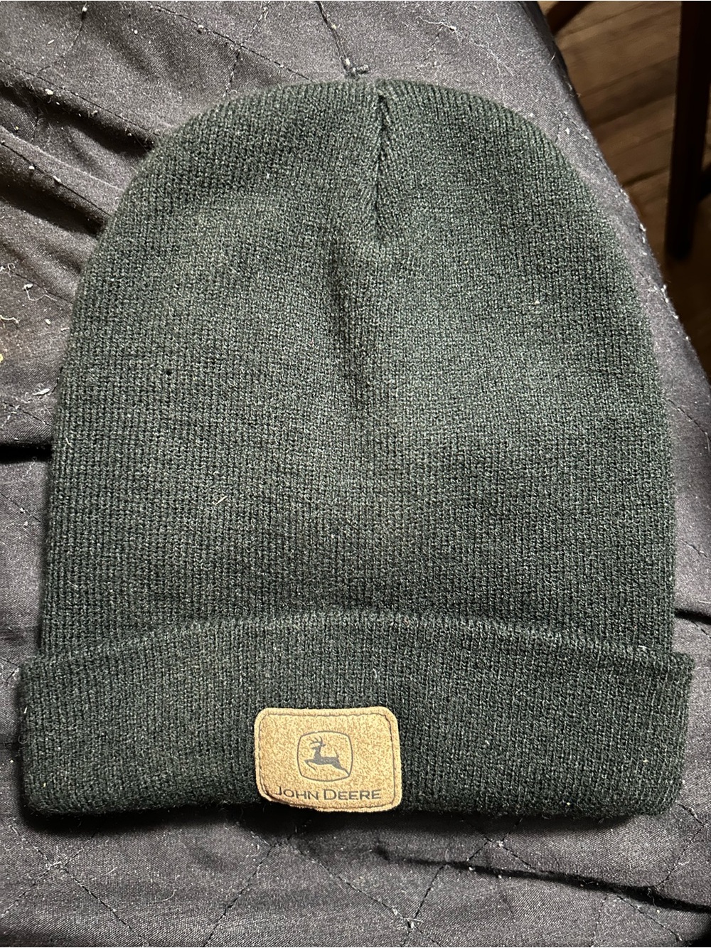 John Deere Black Beanie with Logo Patch
